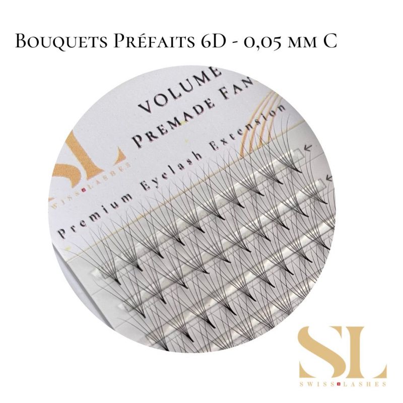 Cils Bouquets Préfaits 6D - 0,05 (120 bouquets)  SWISS LASHES